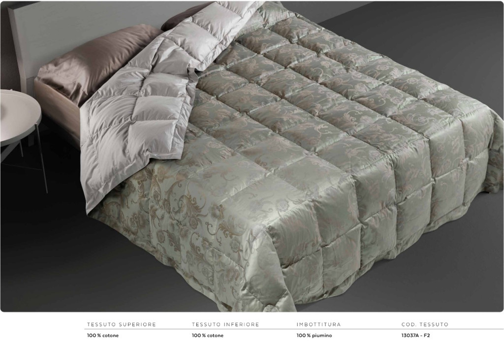 Luxusný prehoz na posteľ DaunenStep Cod. 6263A - 270 x 260cm - Farba: Strieborna so vzorom