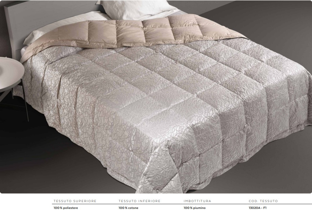 Luxusný prehoz na posteľ DaunenStep Cod. 6263A - 220 x 260cm - Farba: Strieborna so vzorom